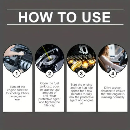 Engine Anti-Wear Protection Fluid 100ml – Cylinder Block Restoration Agent, Reduces Engine Noise, Prevents Wear, Seals Micro-Cracks, Fast-Acting Formula for Cars Trucks SUVs