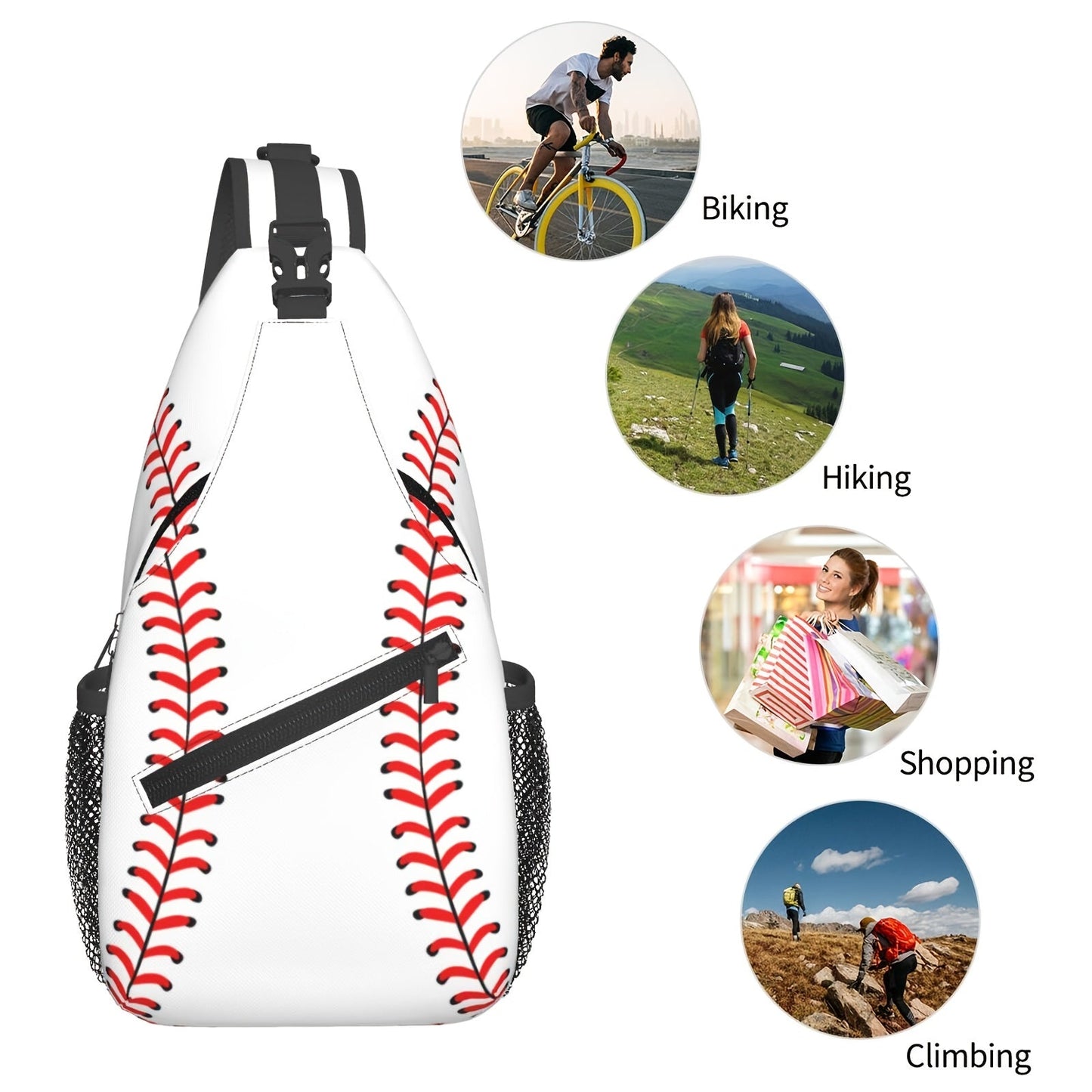 Baseball Sling Bag Crossbody Backpack for Men & Women - Sports Chest Shoulder Bag for Baseball Training, Game Day, Gym, Outdoor & Travel, Lightweight One Strap Daypack
