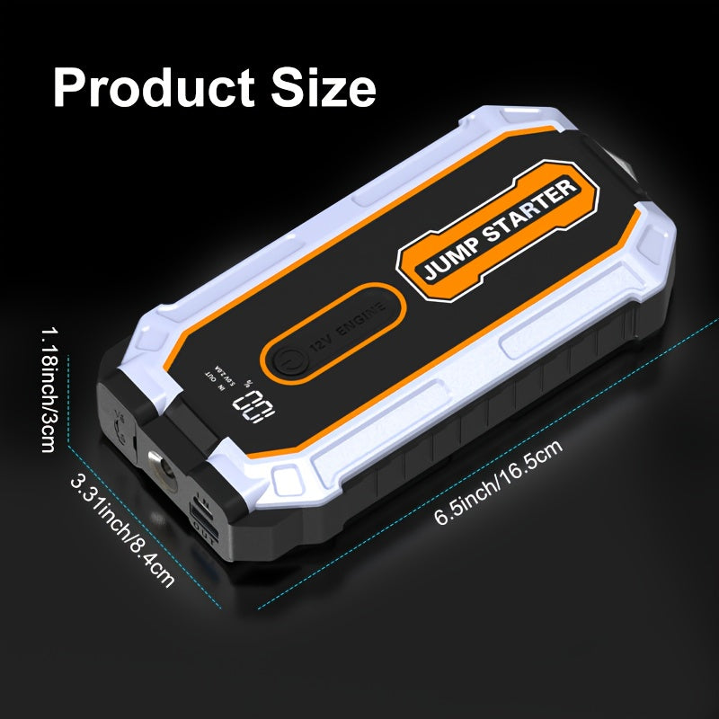 Powerful Car Battery Jump Starter with a Peak of 6500A, Suitable for 2.64gal Gasoline And 2.11gal Diesel Engines, Equipped with Safety Features Such As a Flashlight And Emergency Hammer