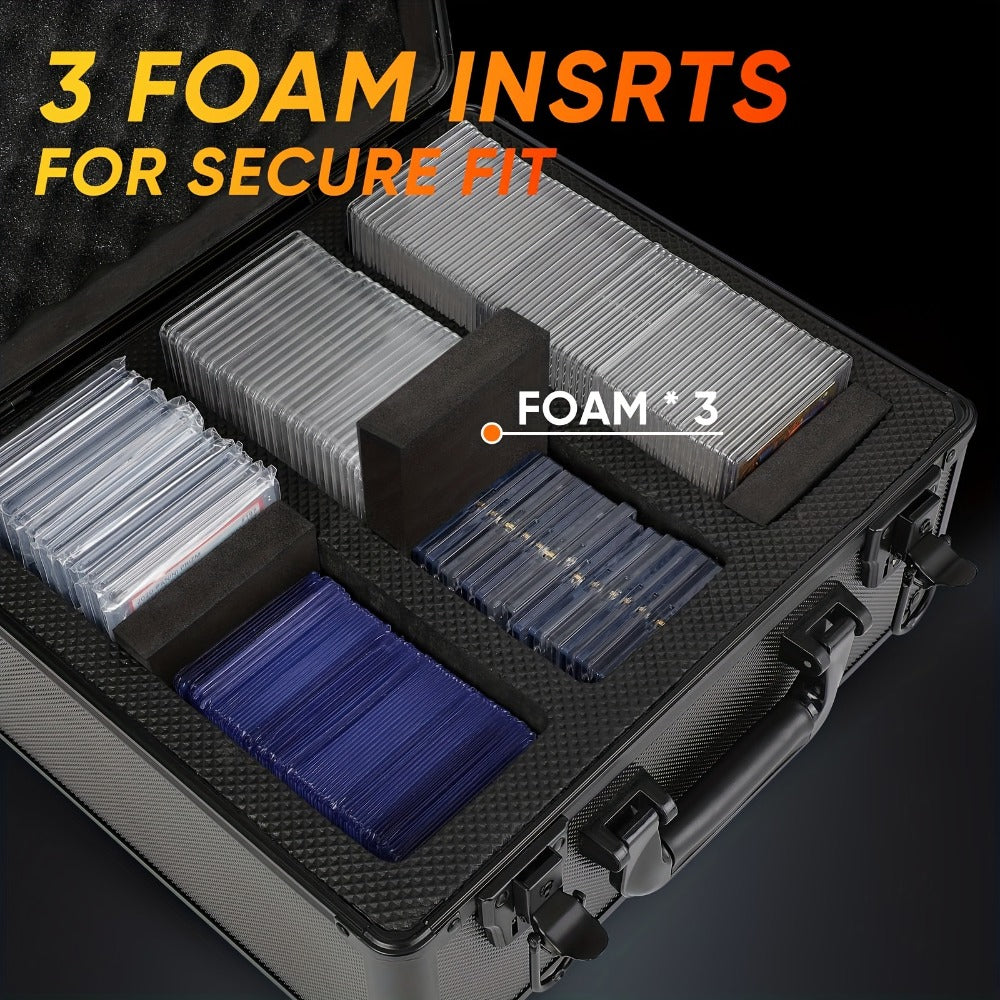 Graded Card Slab Storage Box 3-Compartment for PSA BGS FGS SGC – Premium Black Carrying Case 13.5x11.5x7.1 Inch Protects Slabs and Sleeved Cards, Trading Card Collector Organizer