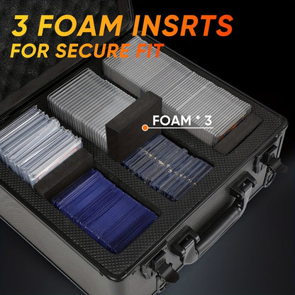 Graded Card Slab Storage Box 3-Compartment for PSA BGS FGS SGC – Premium Black Carrying Case 13.5x11.5x7.1 Inch Protects Slabs and Sleeved Cards, Trading Card Collector Organizer
