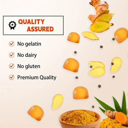Turmeric Gummies with Black Pepper & Mint — 2000% Higher Absorption Curcumin | Anti-Inflammatory Joint, Immune & Digestive Support | Natural Formula | 60 Count | Women & Men Daily Wellness Supplement