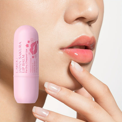 Sakura Lip Balm Set 5 Pack LAIKOU - Prunus Flower Extract Moisturizing Hydrating Lip Care, Day Night Chapped Lips Treatment Travel Size 3.5g Each for Women & Men