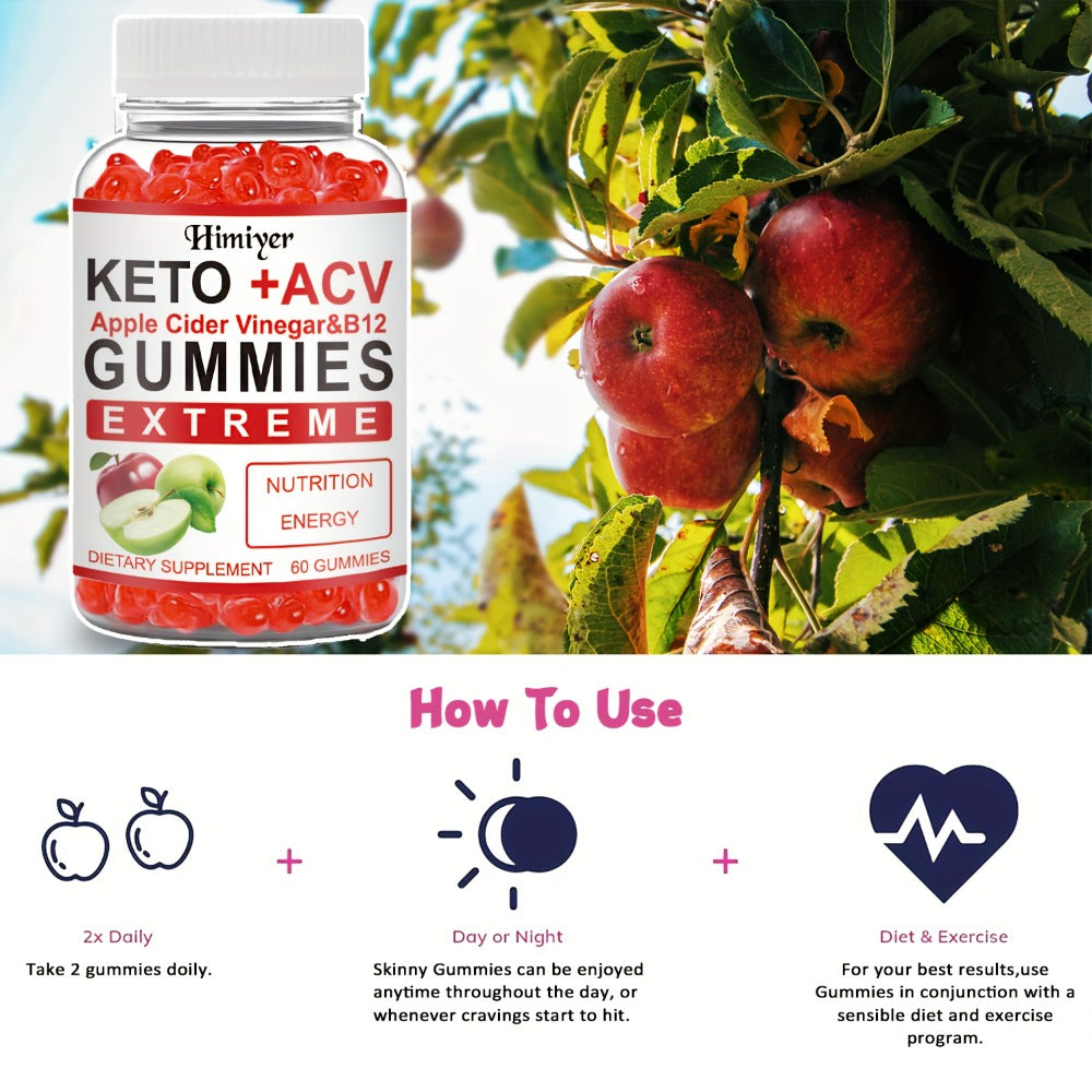 Keto ACV Gummies with Pomegranate Beet Juice B12 Vitamin C Vegan 60 Count for Women Men – Apple Cider Vinegar Gut Health Immune Support Energy Boost Daily Wellness Supplement
