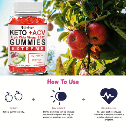 Keto ACV Gummies with Pomegranate Beet Juice B12 Vitamin C Vegan 60 Count for Women Men – Apple Cider Vinegar Gut Health Immune Support Energy Boost Daily Wellness Supplement