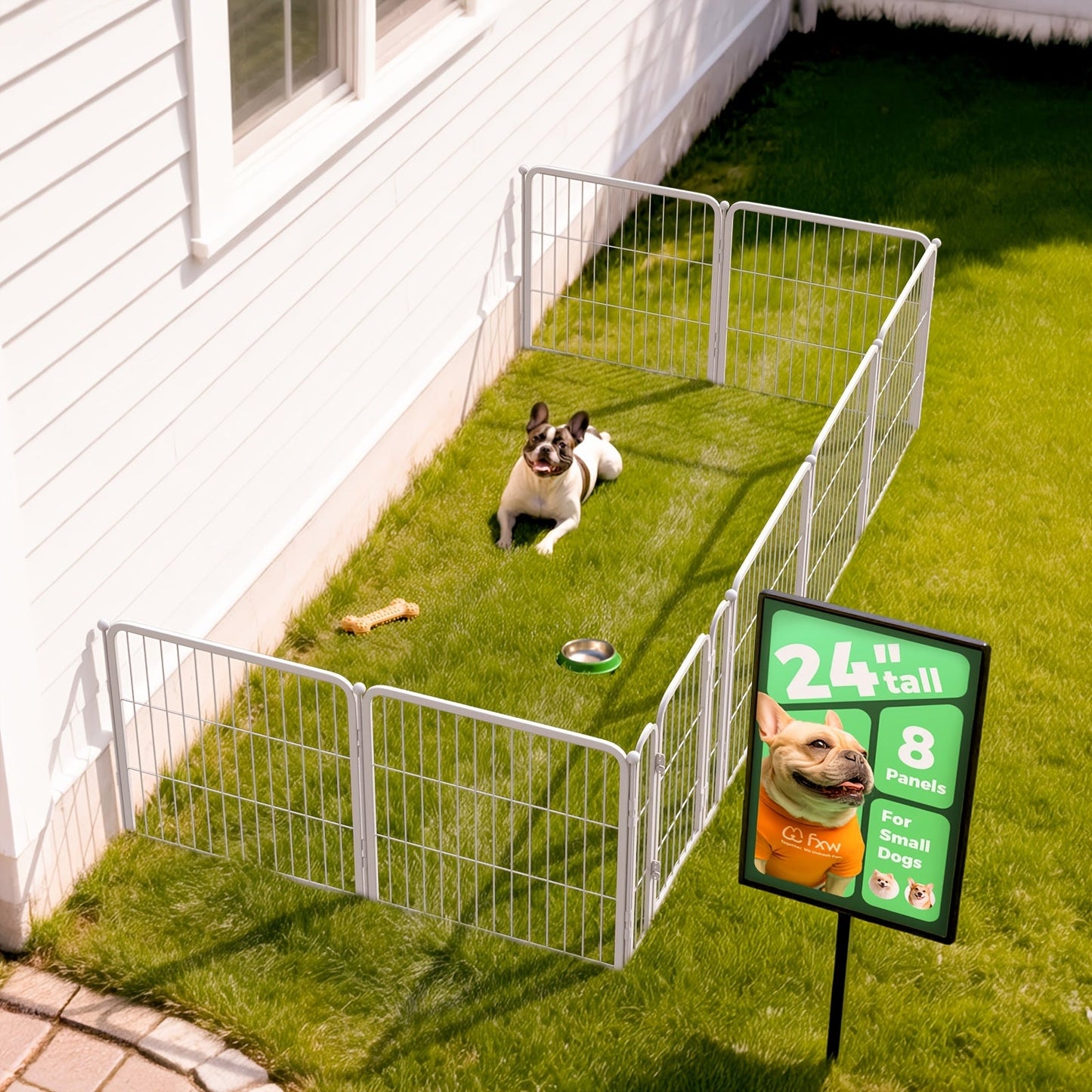 Dog Playpen with Gate – Heavy Duty Metal Pet Exercise Pen for Large Medium Small Dogs, 8/16/24/32/48 Panels, 24/32/40/45/50 Inch Height, Portable Indoor Outdoor Dog Fence for Yard Garden RV Camping
