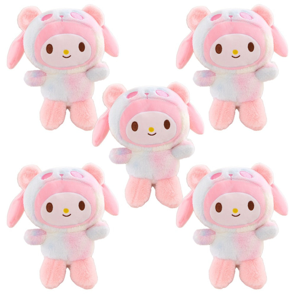 Sanrio Tie Dye Plush Set of 5 – Kawaii Hello Kitty Kuromi My Melody Cinnamoroll Gudetama Stuffed Animals, Room Decor & Birthday Holiday Gift for Girls