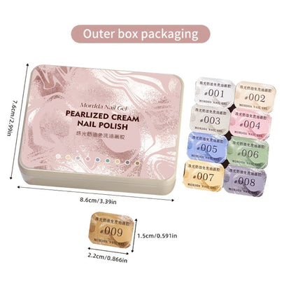 Pearlescent Nail Gel 9-Grid Shell Shimmer Mother of Pearl Cream Oil Painting Gel Polish Set – Multicolor Glitter Iridescent Spiral Design for Salon & DIY Nail Art, Gift for Women & Girls