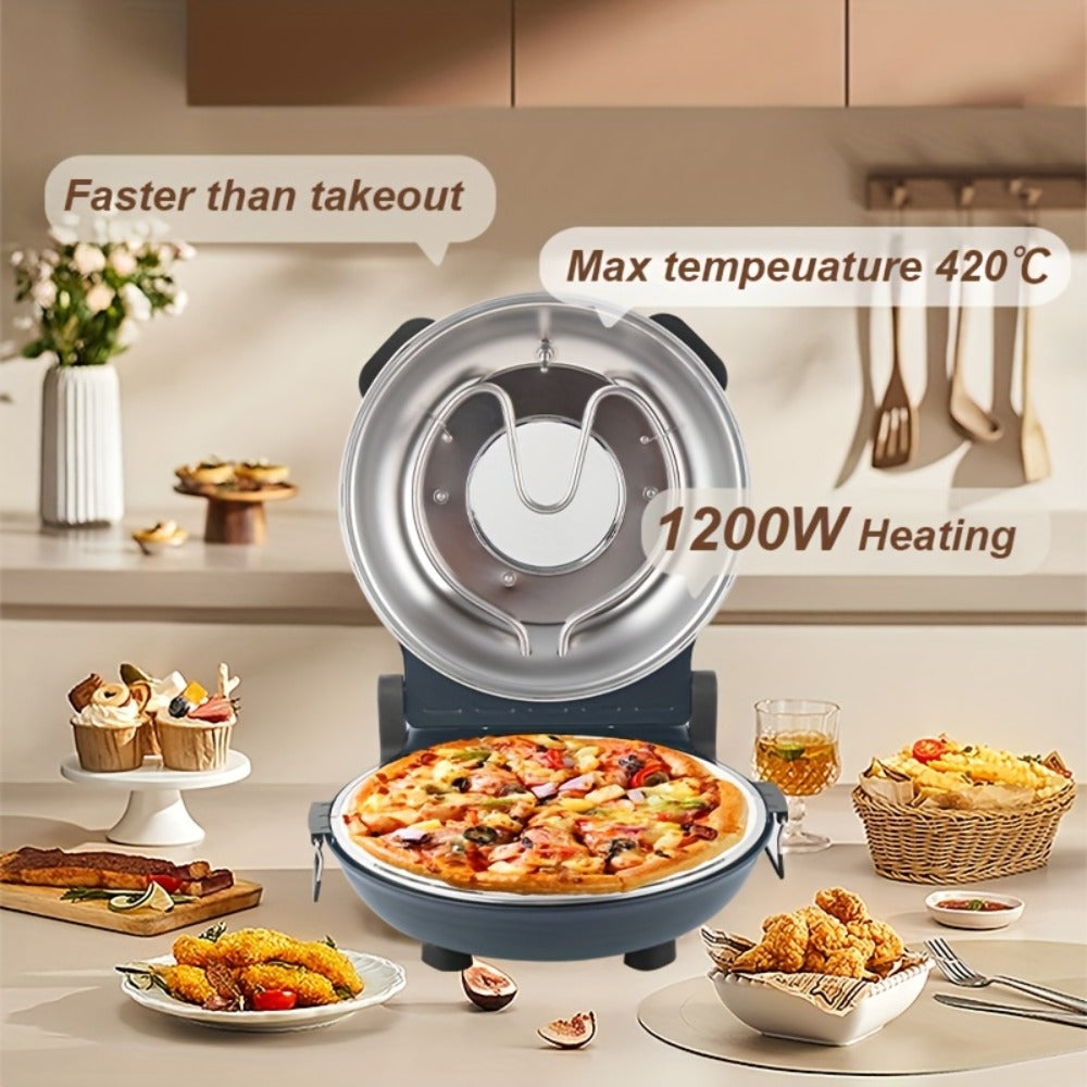 Indoor Pizza Oven 12 Inch Countertop Electric Pizza Maker 1200W – Reaches 800°F in Minutes, Dual Knob Control, Ceramic Stone, Transparent Window, Anti-Scald Handles for Home Kitchen