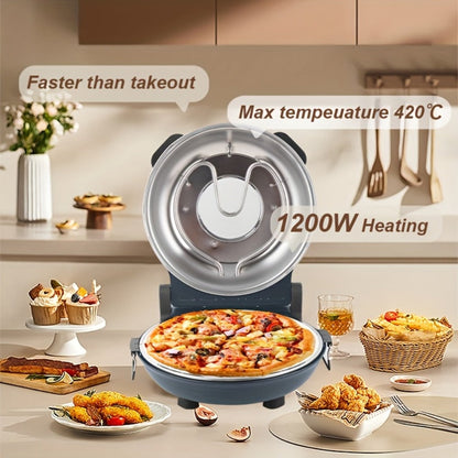 Indoor Pizza Oven 12 Inch Countertop Electric Pizza Maker 1200W – Reaches 800°F in Minutes, Dual Knob Control, Ceramic Stone, Transparent Window, Anti-Scald Handles for Home Kitchen