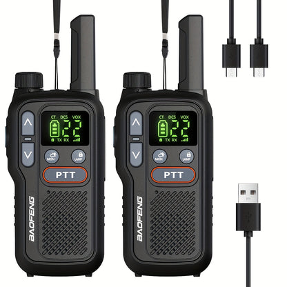 FRS Two Way Radio Rechargeable, BAOFENG BF-T18 Walkie Talkies Long Range with NOAA Weather Alert, VOX Hands-Free, 1500mAh USB-C Battery, LED Flashlight, for Hiking Camping Outdoor Adults 2 Pack