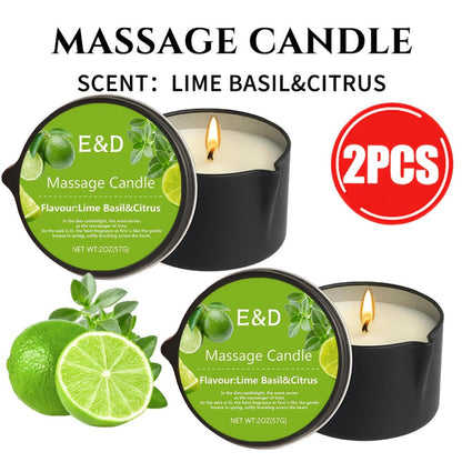 Massage Oil Candle 2-in-1 Soy Wax Scented Candle with Essential Oil — Moisturizing Warm Body Lotion for Spa Pedicure Relaxation Aromatherapy Gift for Women 2oz Multiple Scents