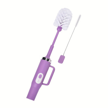 Electric Cup Scrubber Bottle Brush Cleaner – 2-Speed IPX6 Waterproof, Type-C Rechargeable, Deep Cleans 40oz Mugs, Tumblers & Hydration Bottles, Long Straw Brush Included, Wall Mount Storage, Kitchen Cleaning Tool