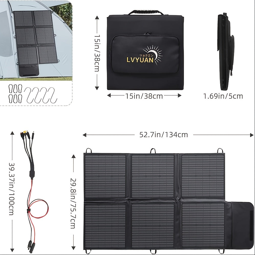 LVYUAN Portable Solar Panel Available in 120W, 200W, 300W, And 400W Options, Featuring a Foldable Design And High-Efficiency Monocrystalline Solar Cells with Up to 22.5% Efficiency, Ideal for Outdoor Activities, Boating, Camping