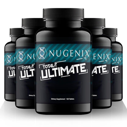 Total-T Ultimate Men's Supplement 5-Bottle Bundle - with Horny Goat Weed, D-Aspartic Acid, Tribulus, Maca & Stinging Nettle for Testosterone, Vitality & Mood Support