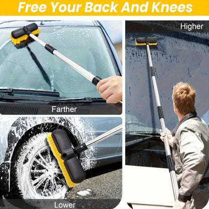 Car Wash Brush Kit with 69" Long Handle - 8-Piece Set with Tire Brush, Squeegee, Chenille Mitt, Detailing Brush & Microfiber Towel for Car, Truck, SUV & RV