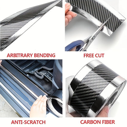 Car Door Guard Scratch Protector 2pcs Carbon Fiber Design - Anti-Scratch Strip for Rearview Mirror & Bumper, Universal Fit in Blue Red Gray