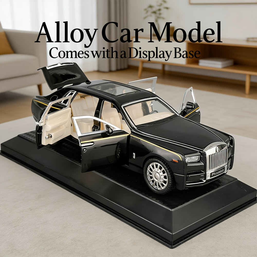 Collectible Diecast Car Model Zinc Alloy with Display Base & Openable Doors – Highly Detailed Static Decoration for Home Office Desk, Gift for Car Enthusiasts (White / Black / Pink)