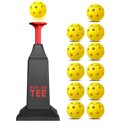 Baseball Softball Hitting Tee with Popper & 12 Mini Balls | Launches Up to 40 Inches High | No Battery Required | Kids Youth Batting Practice Training Set Black Red