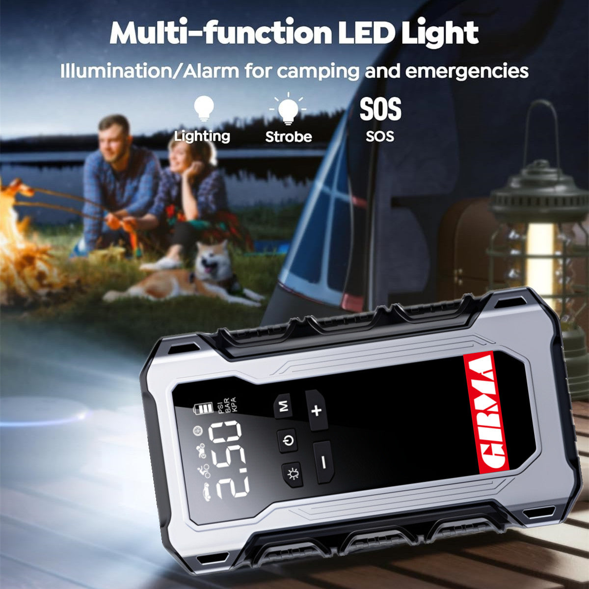 Car Emergency Start Power Supply with Air Compressor, RV Car Emergency Start Power Supply 12V Car Emergency Starter, Portable Car Starter with LED Light, RV Emergency Power Supply Products, Car Jumper Starter