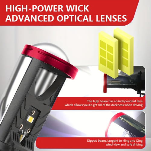 2pcs H4 High And Low Integrated Headlight Bulbs, 60, 000 Lumens 420W 3570 CSP Chip New LED Projection Lens, 6000K White Ultra-bright Light, Suitable for Motor Vehicles, Left-hand Driving, 12-24V, No Battery Required