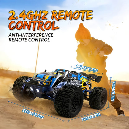 1:18 Scale RC Off-Road Car 35+ KM/H 4WD – 2.4GHz High Speed All-Terrain Remote Control Truck, Hobby Grade RC Racing Crawler for Kids & Adults, Birthday Gift, Blue or Red