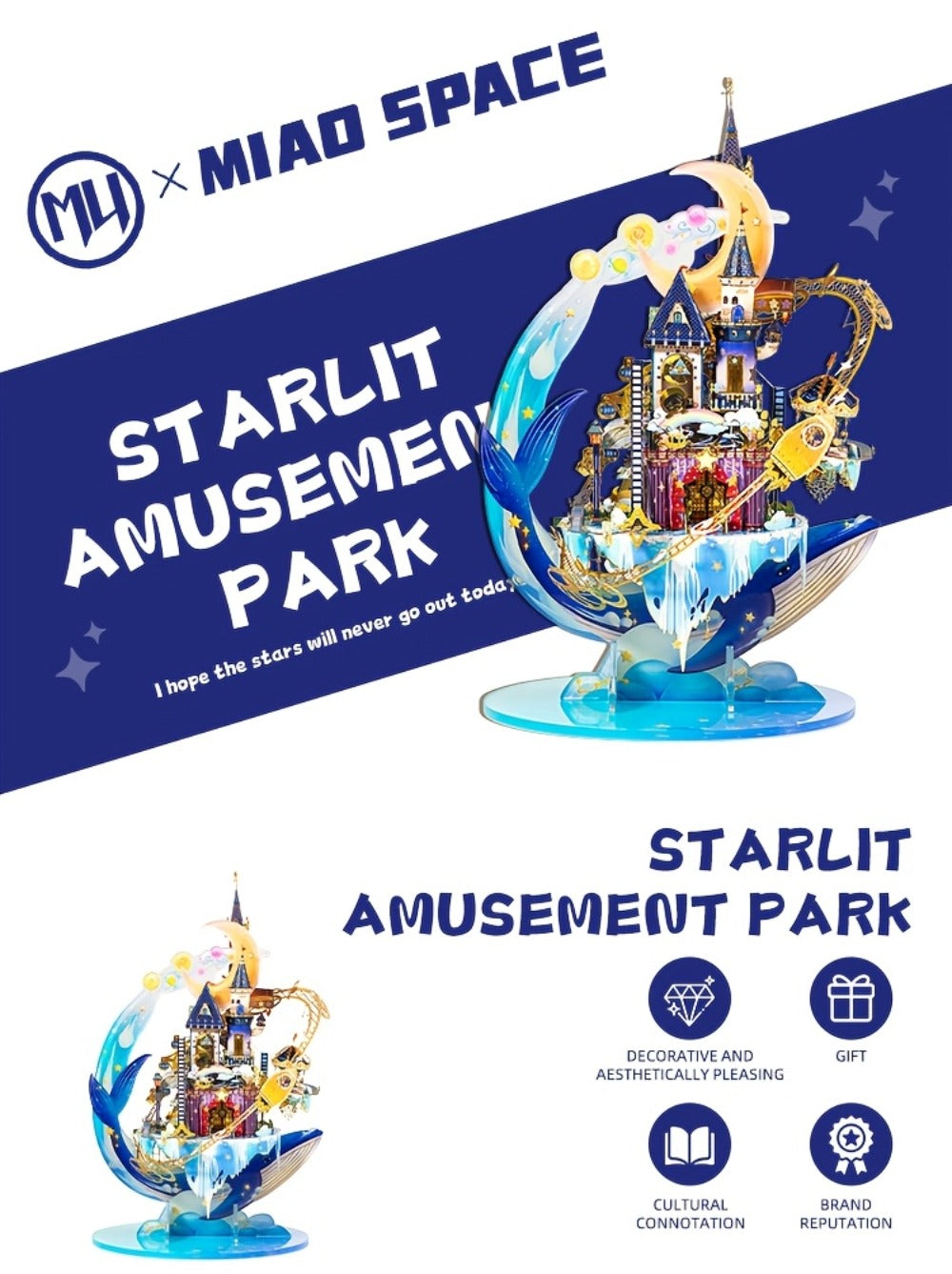 3D Metal Model Kit MU Star Playground – Handcrafted Garden Scene DIY Puzzle for Teens & Adults Ages 14+, Unique Birthday Christmas Valentine's Day Gift for Girlfriend Women Teen Girls