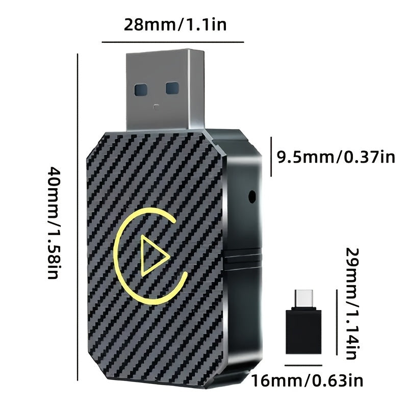 Mini wireless CarPlay adapter, suitable for Apple and Android, plug and play, low latency to convert wired to wireless CarPlay, suitable for a variety of models, upgraded in 2025, fast and stable connection, no battery required