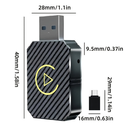 Mini wireless CarPlay adapter, suitable for Apple and Android, plug and play, low latency to convert wired to wireless CarPlay, suitable for a variety of models, upgraded in 2025, fast and stable connection, no battery required