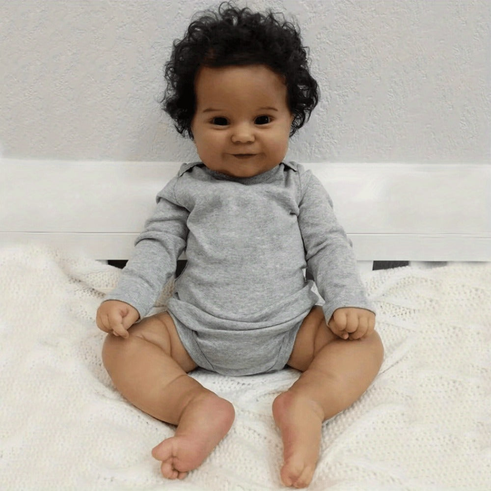 Black Reborn Baby Doll 20 Inch Full Soft Vinyl Body Lifelike African American Newborn Girl Maddie with Hand-Rooted Hair Clothes Magnetic Pacifier Bottle – ASTM Certified Gift for Kids Birthday Christmas