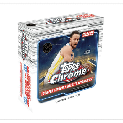 2024/25 Topps Chrome Basketball Mega Box + Hobby Pack Factory Sealed Trading Cards Bundle – Blue Refractors, Rookies & Stars for Collectors