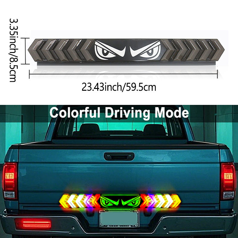 24-inch Devil Eye LED Truck Tailgate Lights, Red Sequential Rotating LED Light，RGB Flashing LED Truck Light Bar for Heavy Duty Trucks/Vans/RVs