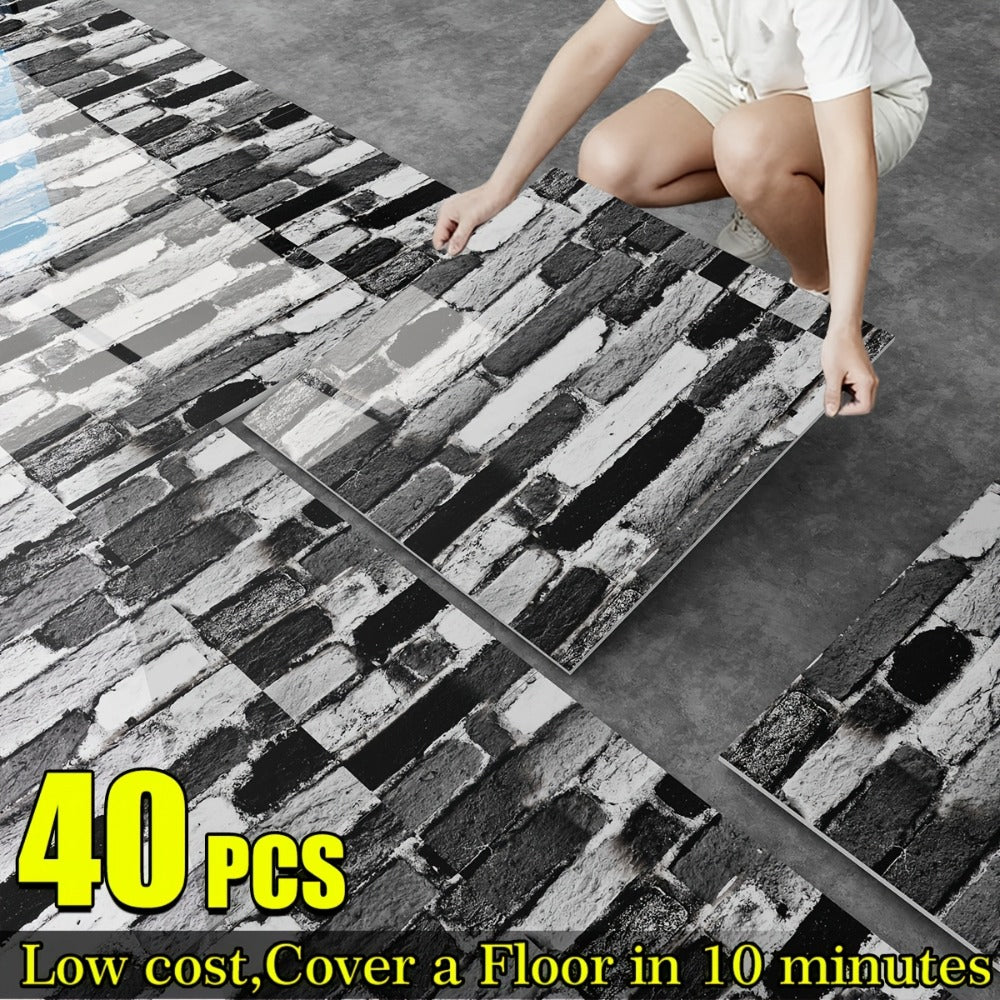 Marble Floor & Wall Decals 40-Pack Self-Adhesive Waterproof Removable Vinyl Sheets – Luxury Marble Pattern Tile Stickers for Bathroom, Kitchen & Living Room