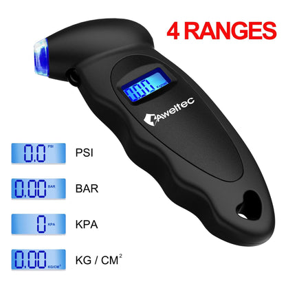 Digital Tire Pressure Gauge 2-Pack 150 PSI - Backlit LCD, 4 Modes PSI/Bar/KPA/Kgf, Non-Slip Grip for Car, Truck, Motorcycle & Bicycle