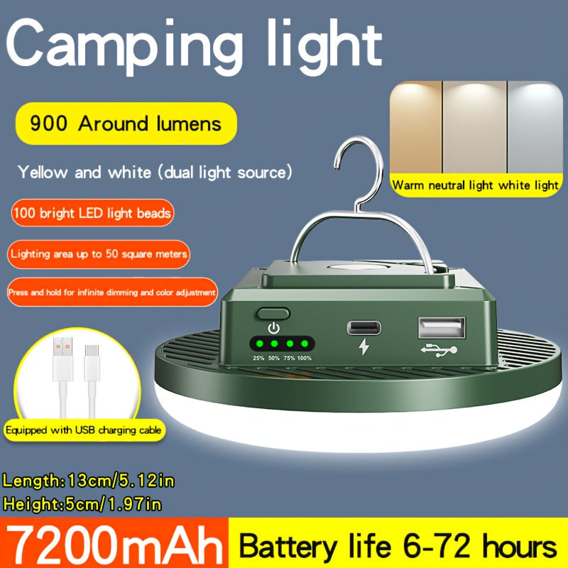 Portable Camping Lantern Rechargeable – USB LED Camp Light with 18650 Battery, 3 Color Options, Dimmable Tent Light for Power Outages, Fishing, Hiking, Beach & Emergency Survival Gear