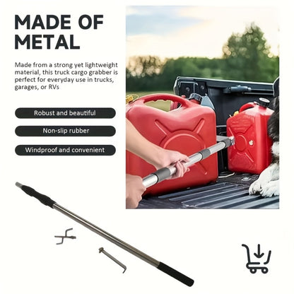 Telescopic Truck Grab Bar Set Stainless Steel Adjustable Length Anti-Slip Grips 59 Inch for Pickups Trucks Trailers Warehouses Construction Sites Easy Storage Durable