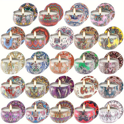 Scented Candles Gift Set 24 Pack Aromatherapy Soy Wax Candles with Lids Portable Travel Tin Can Candles for Home Spa Yoga Birthday Valentine's Day Mother's Day