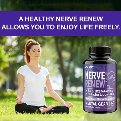 Nerve Renew Capsules with Vitamin B Complex & R-Alpha Lipoic Acid – Neuro Botanical Antioxidant Blend for Nerve Health, Energy & Active Lifestyle | Daily Supplement for Women & Men | 60 Capsules