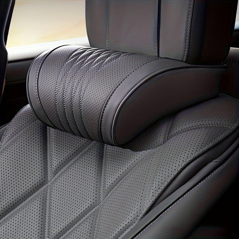 Luxury Car Neck Pillow, Napa Leather Headrest, Seat Cushion, Neck Support Pillow, Car Seat Cushion, Comfortable And Breathable, Lumbar And Neck Support, Exquisite Embroidery, Suitable for All Seasons, Car Interior Decorative Additions