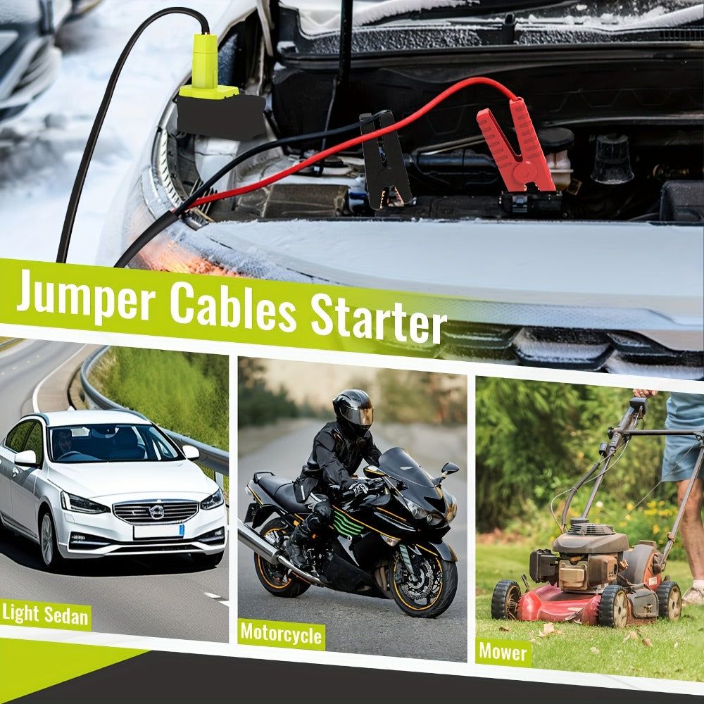 Jumper Cables with Battery Adapter – Compatible with Dewalt 18V & Ryobi 18V, 8AWG 5.9FT Portable Car Jump Starter Cables for Light Vehicles (Battery Not Included)