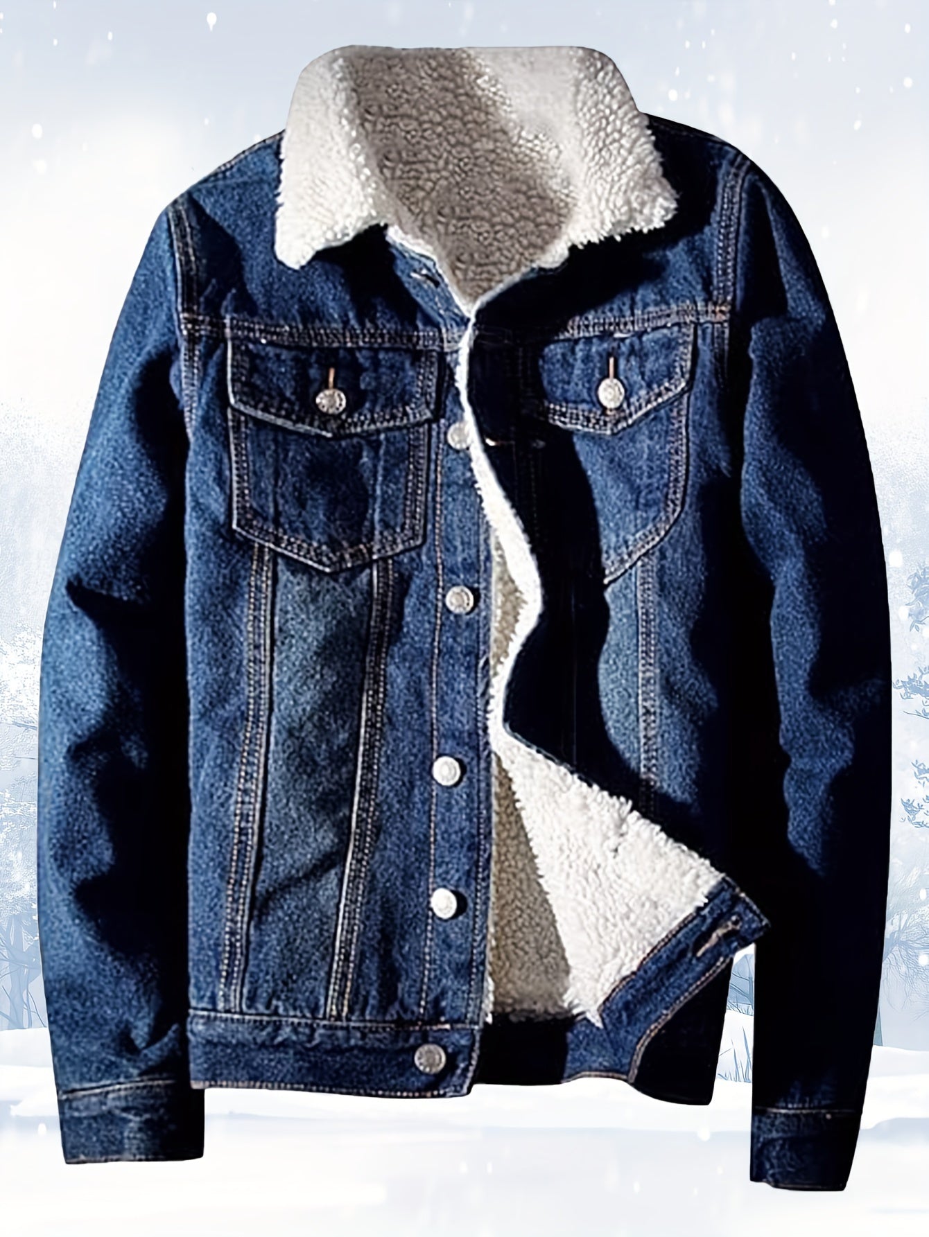 Men's Cozy Denim Button-Front Jacket