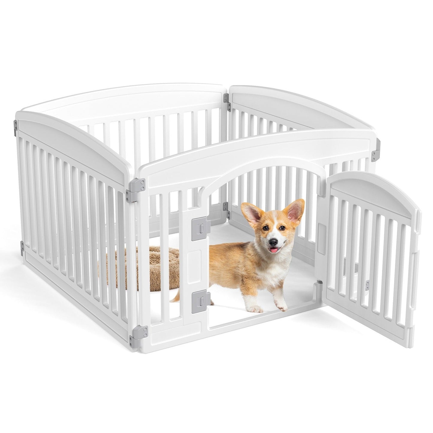 Foldable Dog Playpen & Indoor Outdoor Pet Fence – Portable, Easy to Clean, 4-Panel & 6-Panel, White & Black