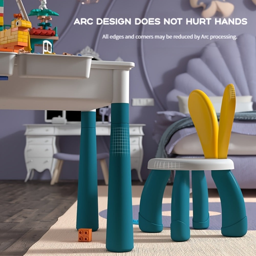 Kids Building Block Table & Chair Set with Storage Boxes – 16.5" x 12.6" All-in-One ABS Brick Play Activity Station for Toddlers Boys & Girls, Best Birthday Christmas Holiday Gift Ages 3+