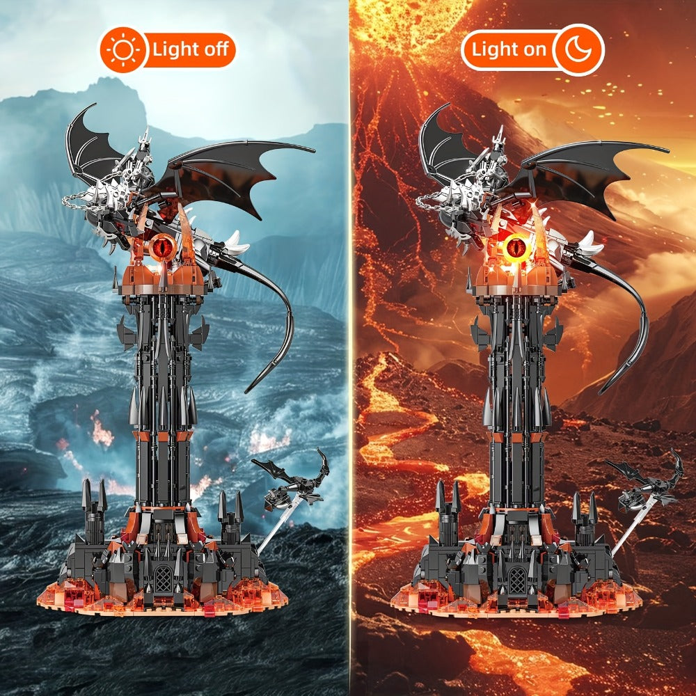 Dragon Castle Building Set Black Dragon Guardian Tower – Dark Fantasy Assembly Model Kit for Adults & Teens, Gothic Magic Tower Display Piece, Halloween Birthday Gift for Dragon & Fantasy Fans