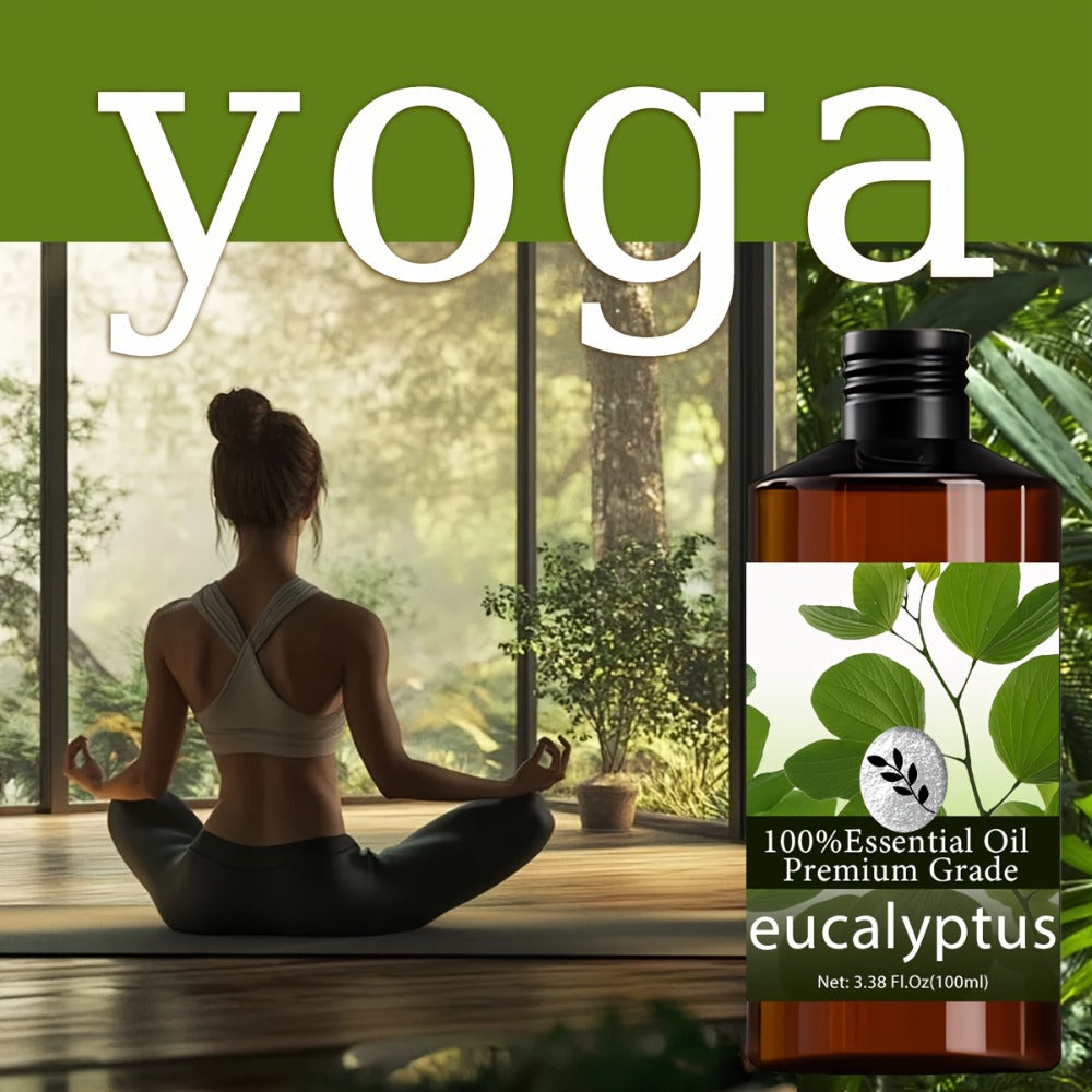 Eucalyptus Essential Oil 100ml Pure Care Grade Aromatherapy Massage Oil Moisturizing Body Hair Nail Skin Fragrance Oil for Men Women Meditation Relaxation Diffuser Scalp Cuticle Care
