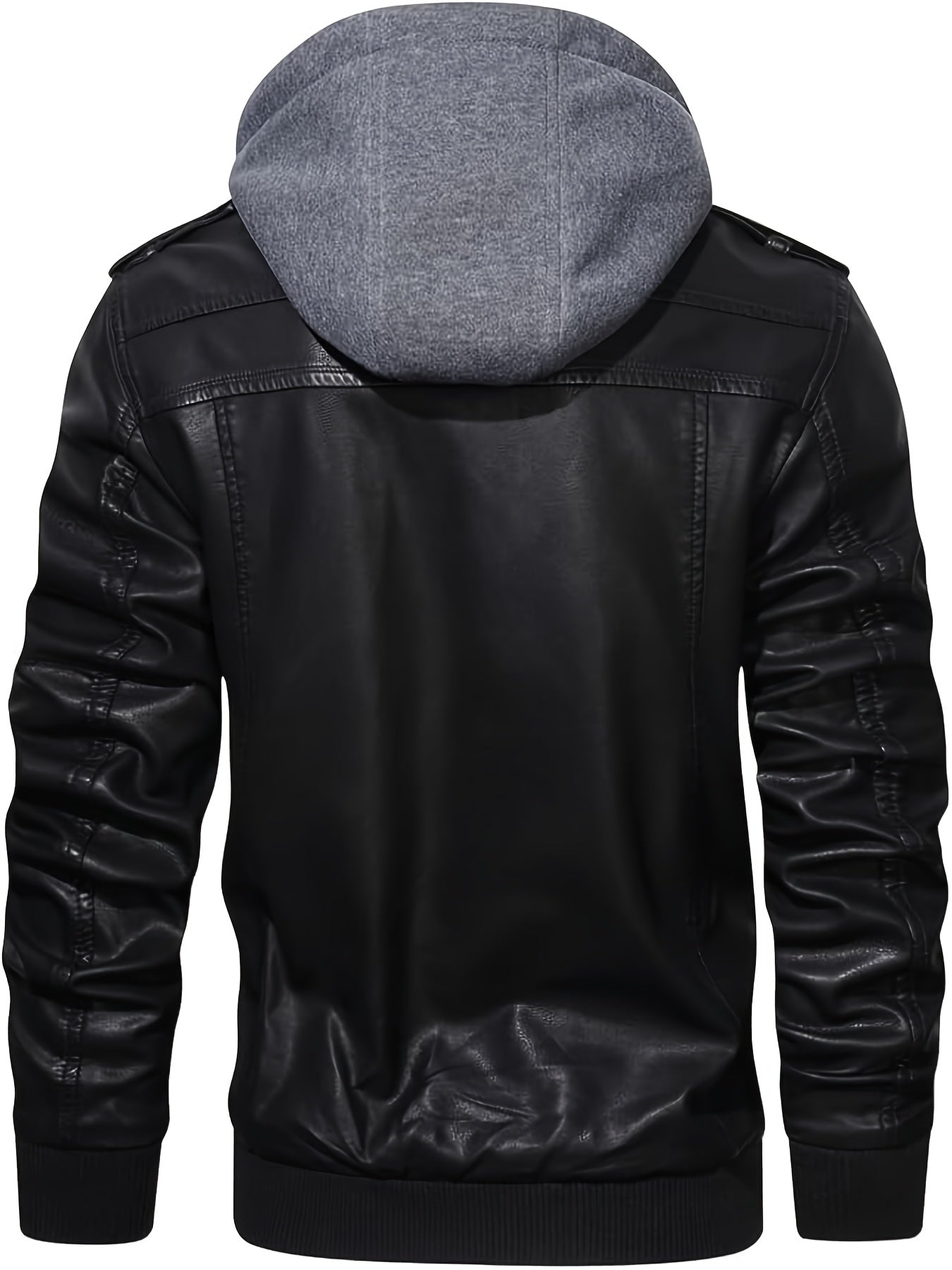 Men's Windproof Faux Leather Pullover Hoodie