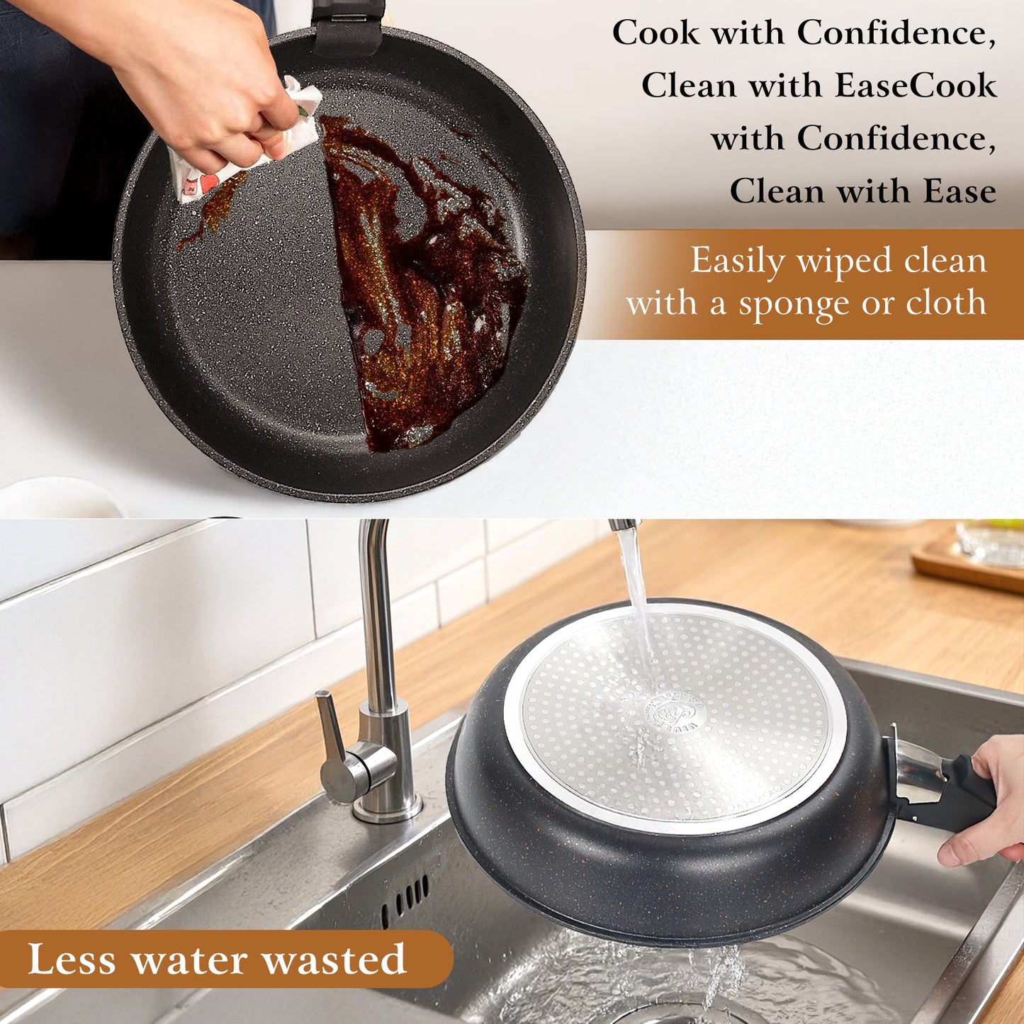 Nonstick Cookware Set 9-Piece with Detachable Handles - Stackable Induction Compatible Pots and Pans Set, Non-Stick Coating, Space-Saving Kitchen Cooking Set for Camping, RV & Small Kitchens