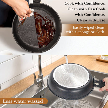 Nonstick Cookware Set 9-Piece with Detachable Handles - Stackable Induction Compatible Pots and Pans Set, Non-Stick Coating, Space-Saving Kitchen Cooking Set for Camping, RV & Small Kitchens