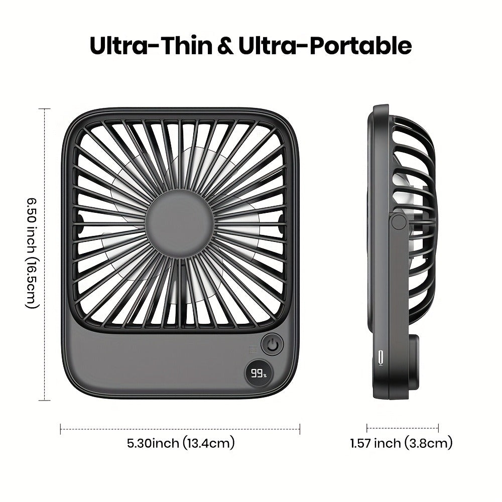 USB Desk Fan Battery Operated | 2000mAh & 5000mAh Rechargeable Mini Personal Fan, 4-Speed Adjustable, 180° Tilt & Foldable, Ultra-Quiet Strong Airflow for Office, Bedroom & Desktop Use – Black, Pink, White