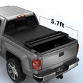 5.7FT Soft 4-Fold Tonneau Cover Truck Bed For Ram 1500 2009-2024 Without Rambox Water Proof Quad-Fold